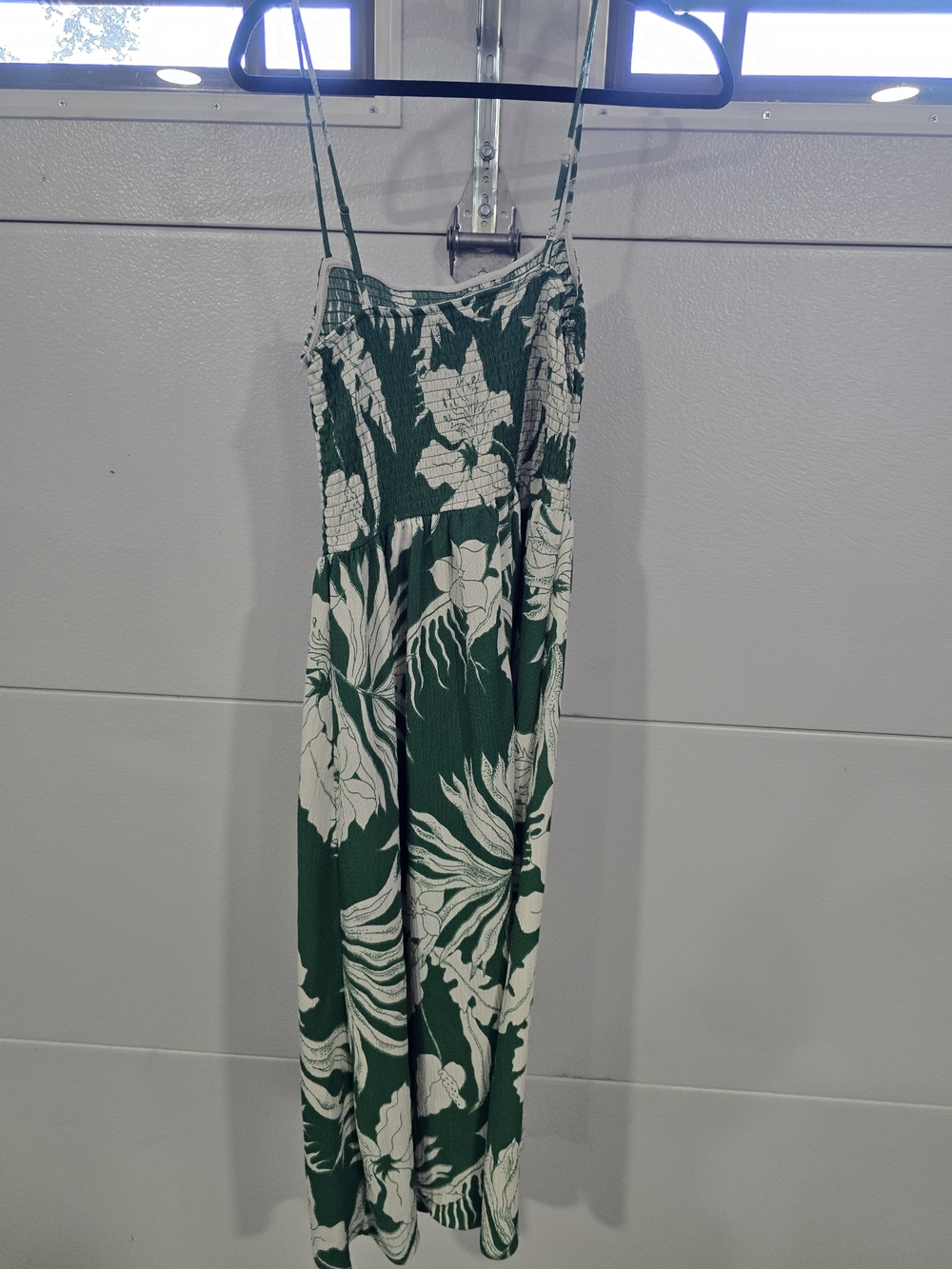 H&M Green and White Smocked Maxi Dress
